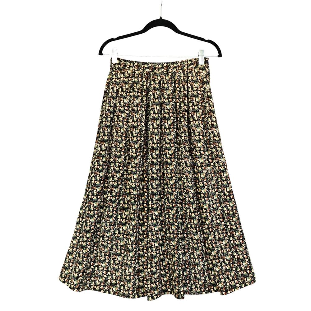 Justine Todd Womens Vintage Midi Skirt Size 6 Ditzy Floral Print Pleated Pockets